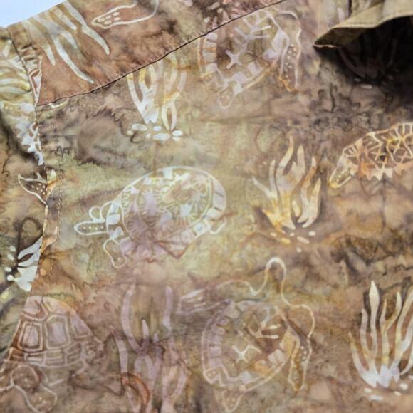 Basic Options Shirt Mens Extra Large Brown Sea Turtle Hawaiian Button Up Casual - Picture 4 of 8